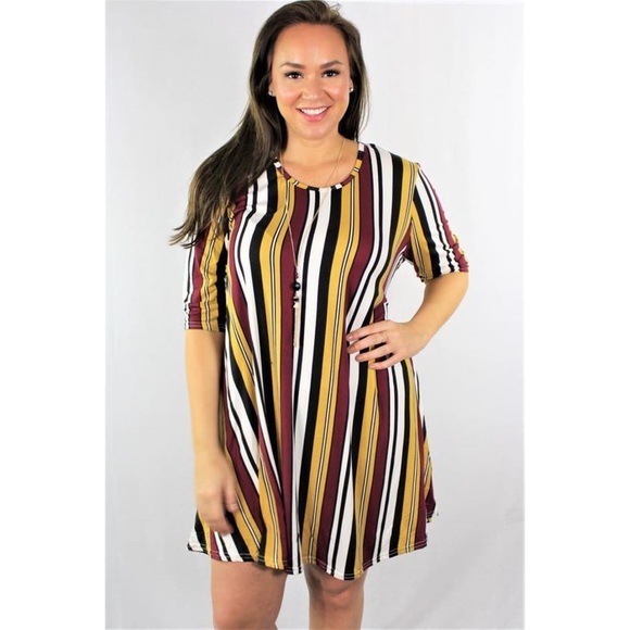 Burgundy Trapeze Plus Dress - Picture 3 of 3